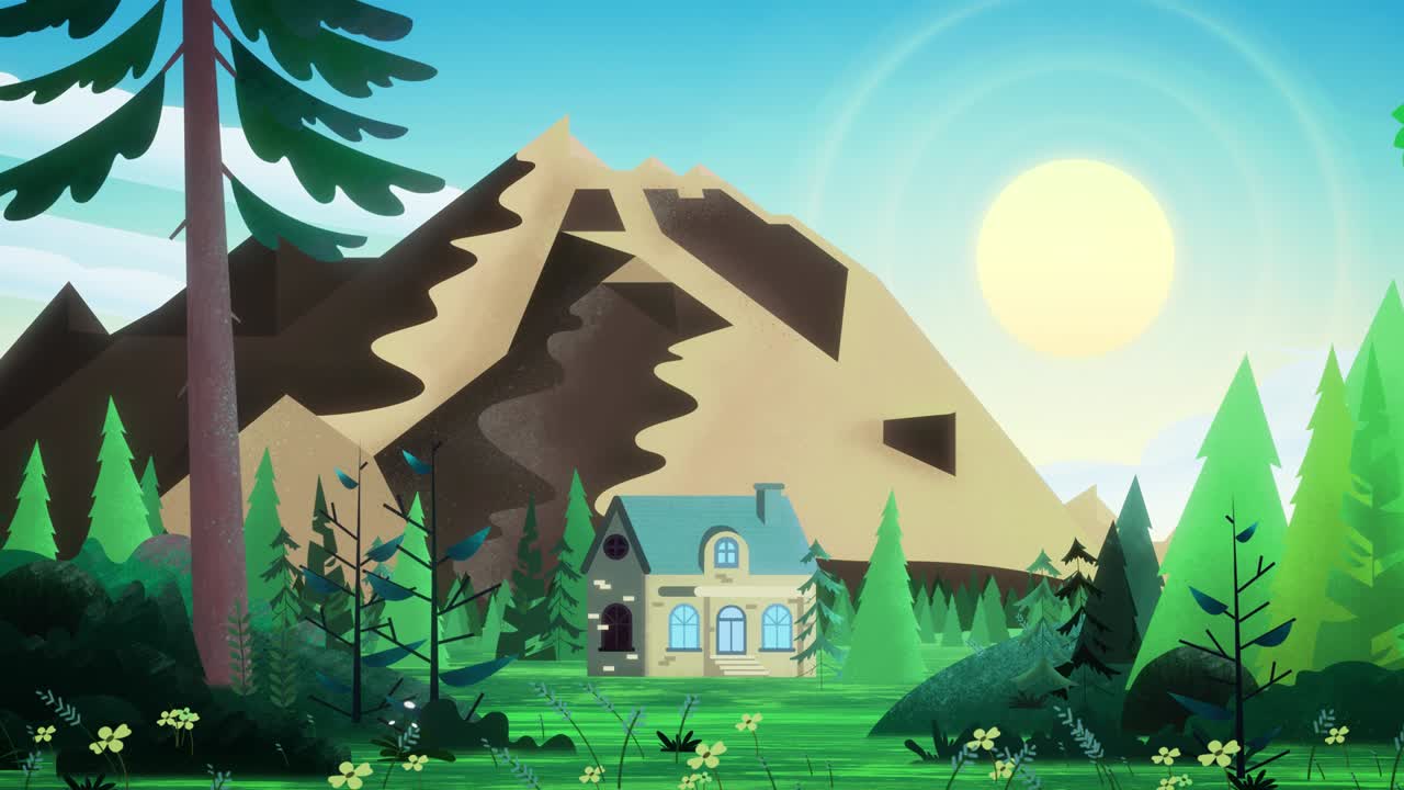 encantadora casa de ladrillo con un porche de madera junto al acantilado en un bosque de coníferas de verano. el techo turquesa consiste en azulejos de cerámica.