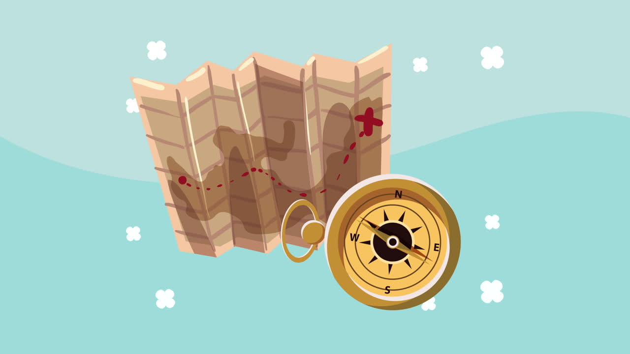 Antique compass guide device animation | Premium Stock Video Footage