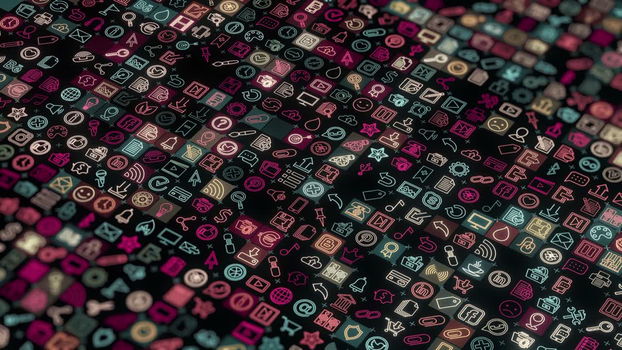 Abstract Pattern of Colorful Digital Icons
