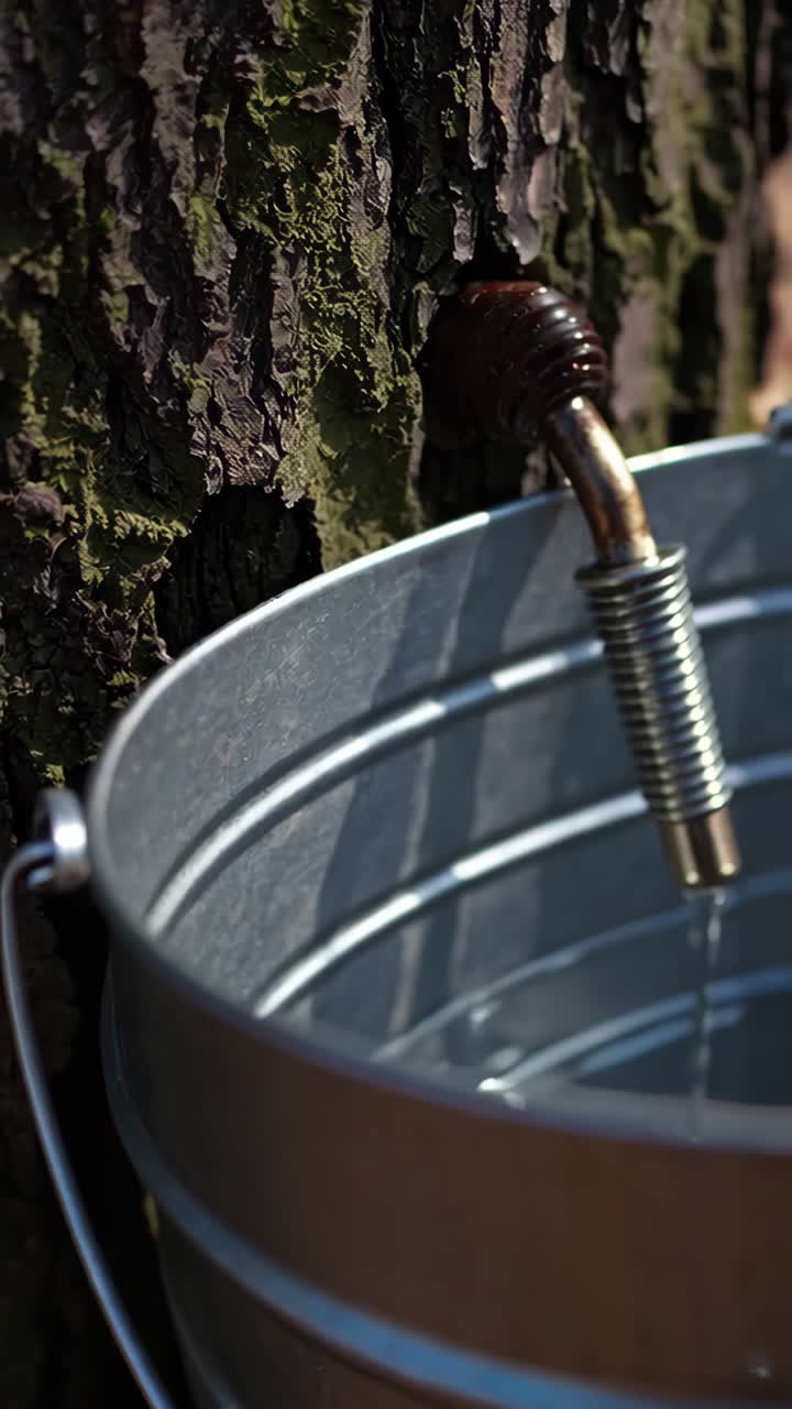 Maple Sap Collection in a Forest