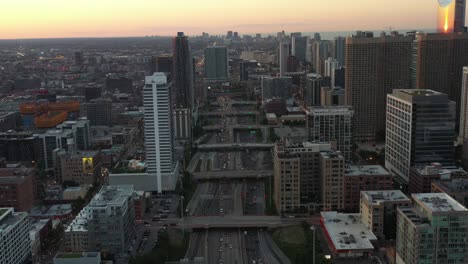 aerial view of chicago traffic