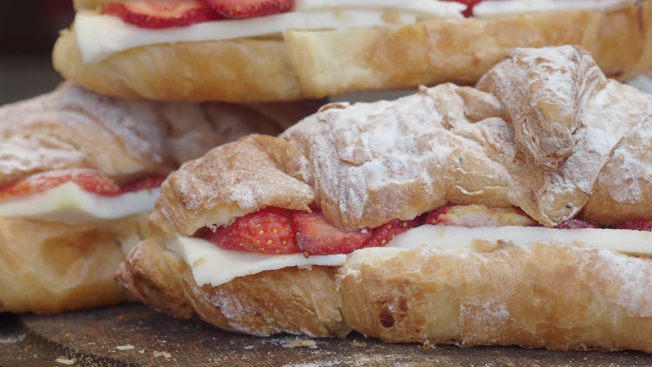 Strawberry and Cheese Croissant Sandwiches
