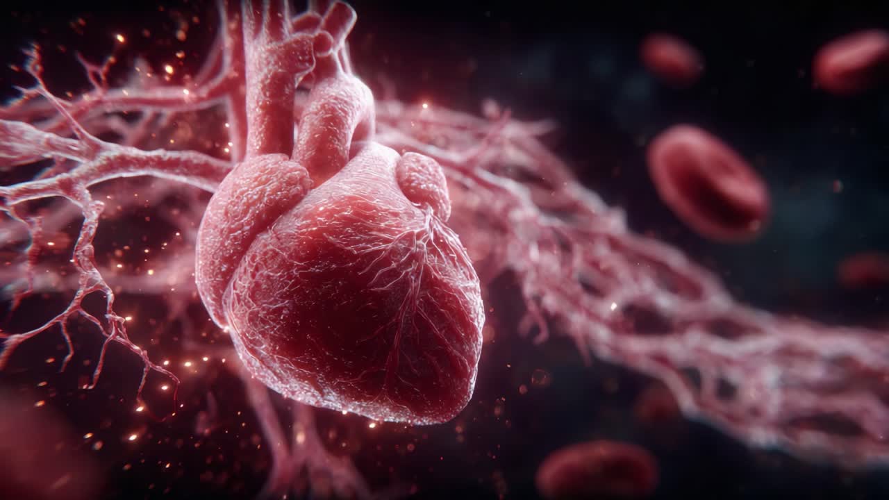 An Intricate Examination of the Human Heart: A Stunning Close-Up View Illustrating the Complexities of Cardiac Anatomy and Functioning Blood Vessels Surrounding It