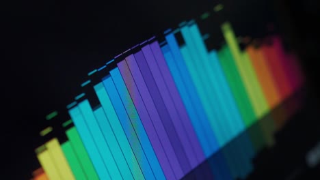 music equalizer bar. audio waveform equalizer on black background loop animation. music or sound wave footage. color sound visualizer abstract. gradient spectrum bar graph. glowing and pulsing.