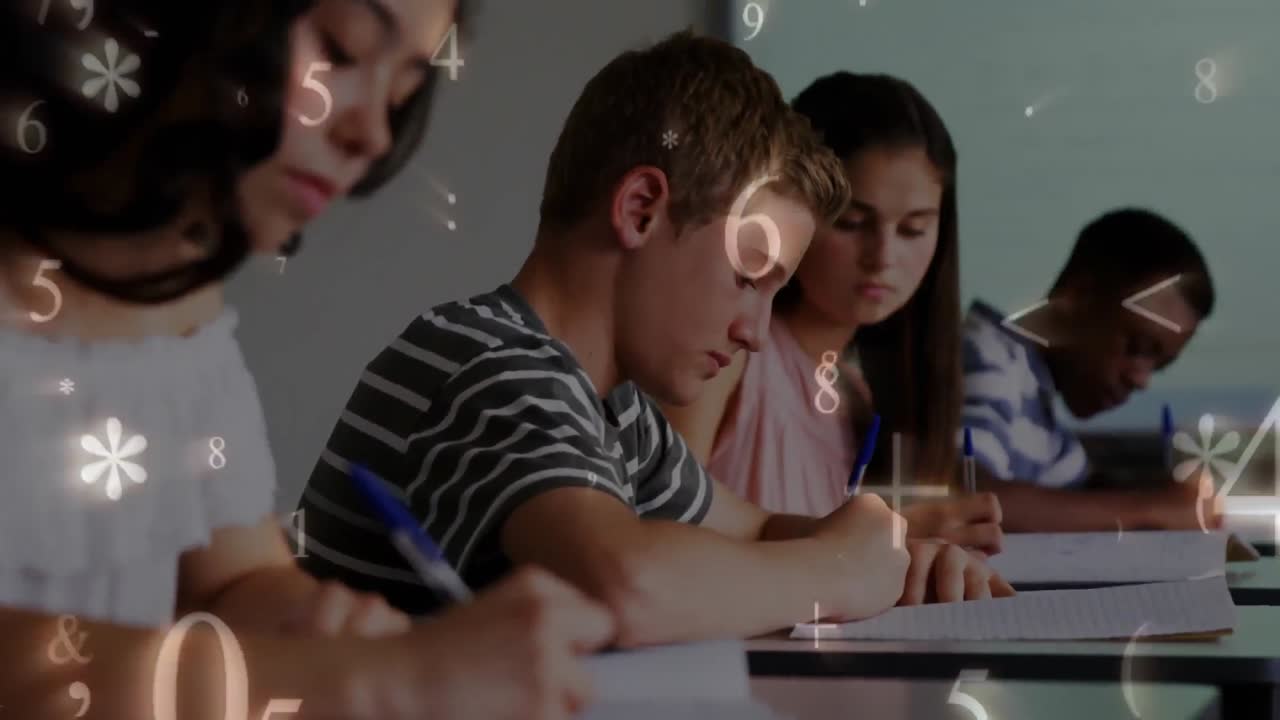 fila de estudiantes en una clase de matemáticas