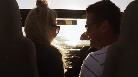 couple in love enjoying free time on road trip together