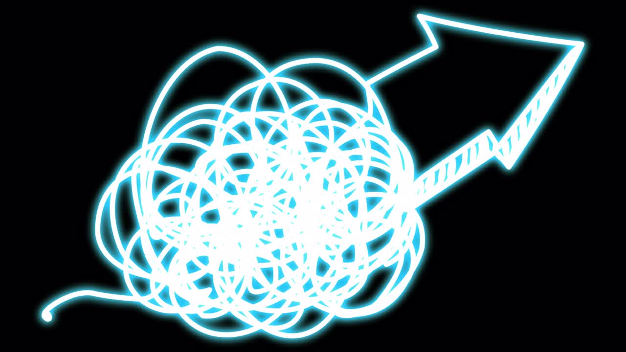 la intrincada flecha de neón grande.