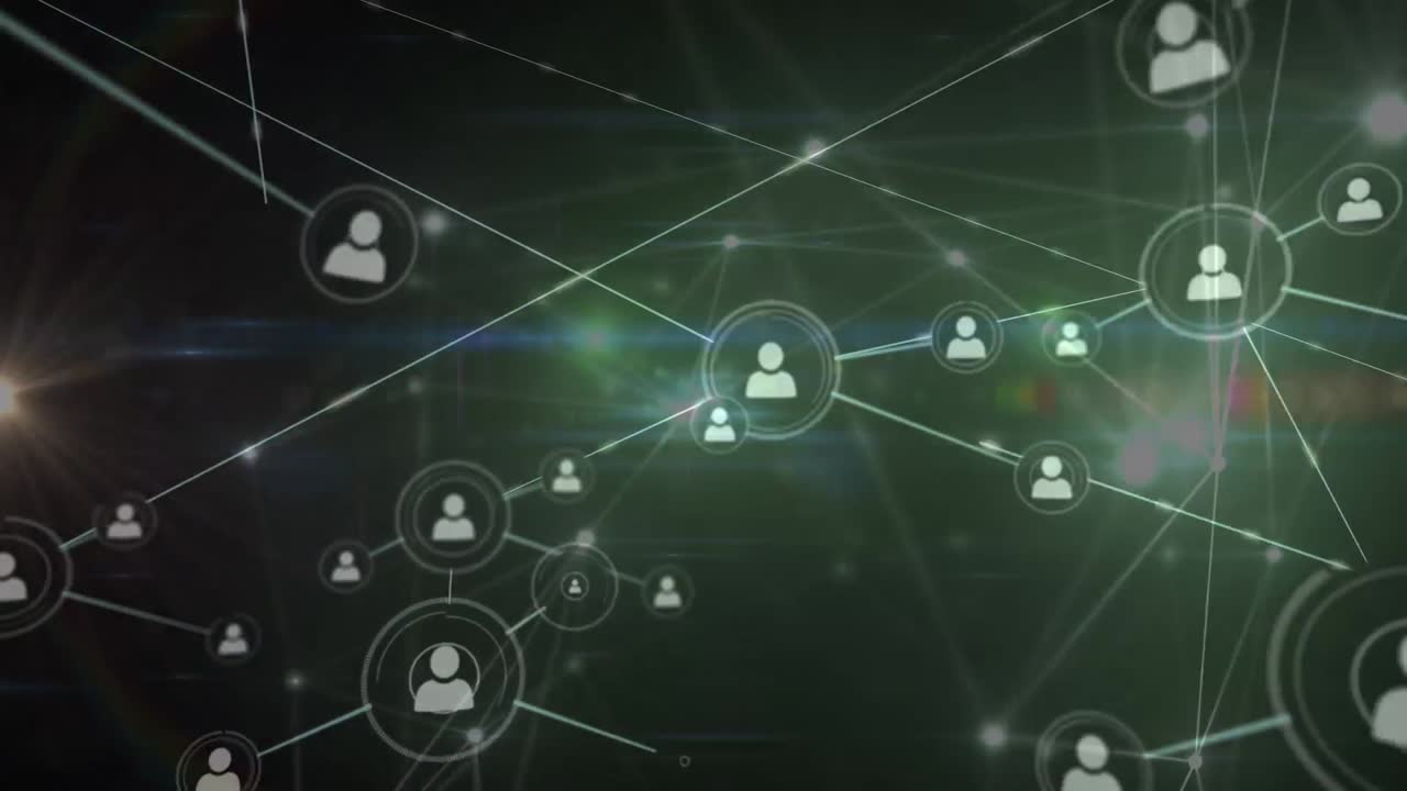 animación de conexiones sobre luces y fondo negro