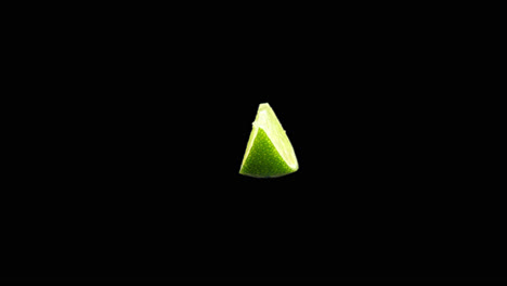 lime slice on black background