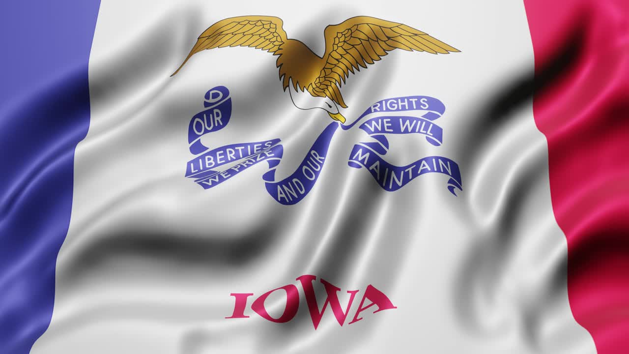 la bandera del estado de iowa de los estados unidos ondeando