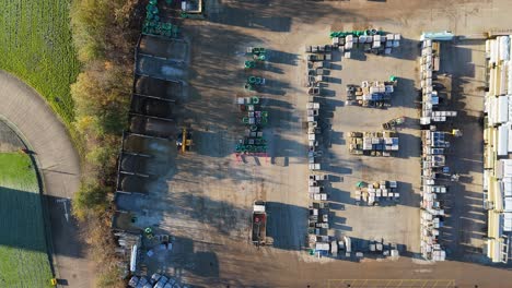 overhead drone aerial footage of industrial, commercial, yard
