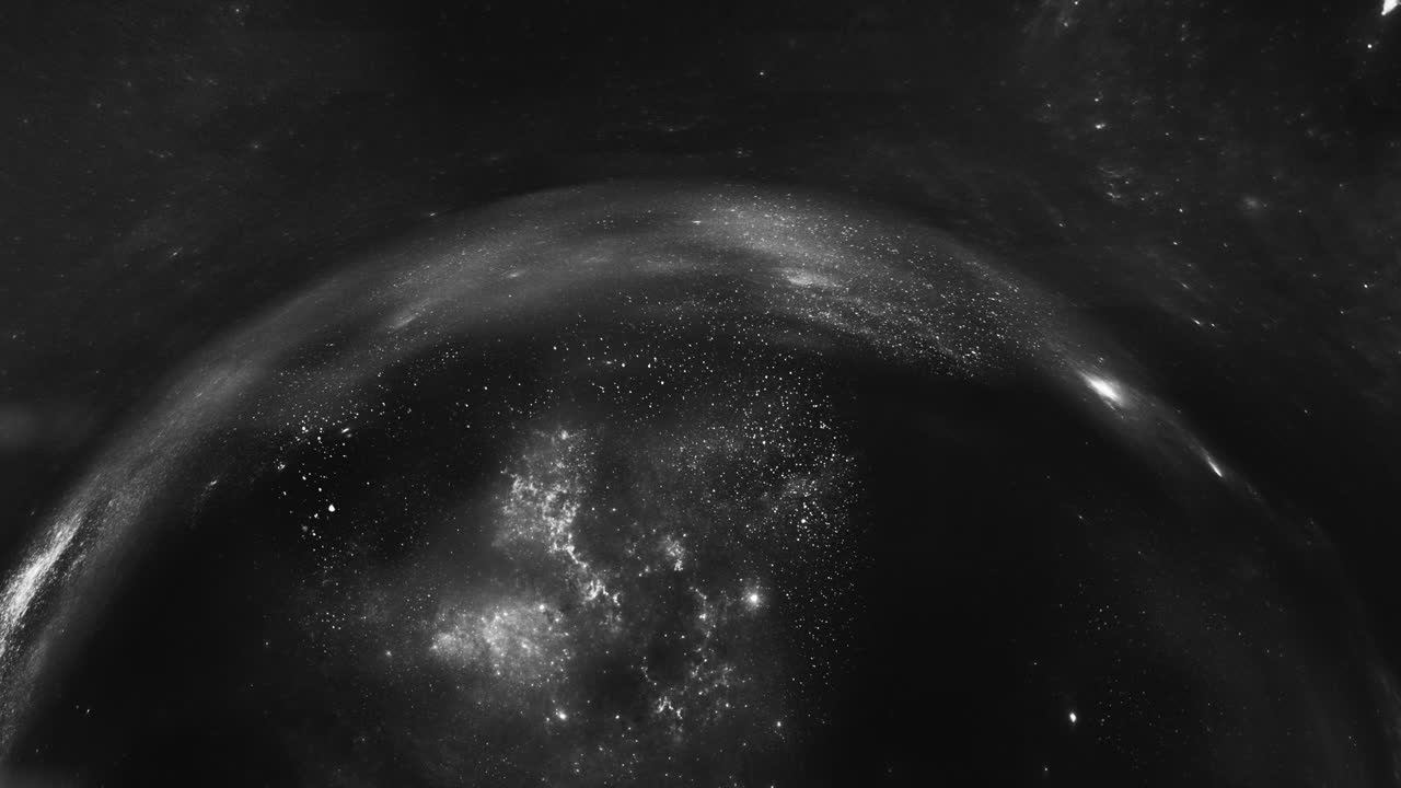 A giant wormhole curves the black space around it