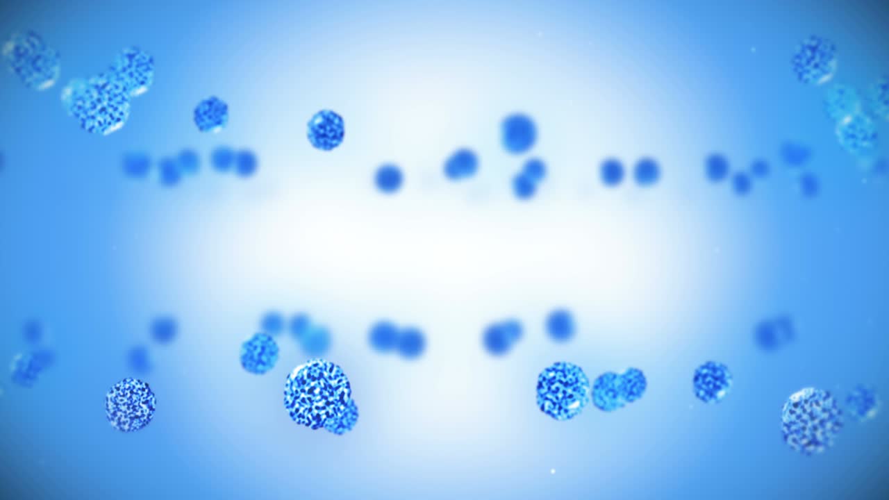 célula de virus en forma esférica. virus patógenos que causan infección. animación en bucle de virus humanos. microorganismo bacteriano. brote de enfermedad viral.