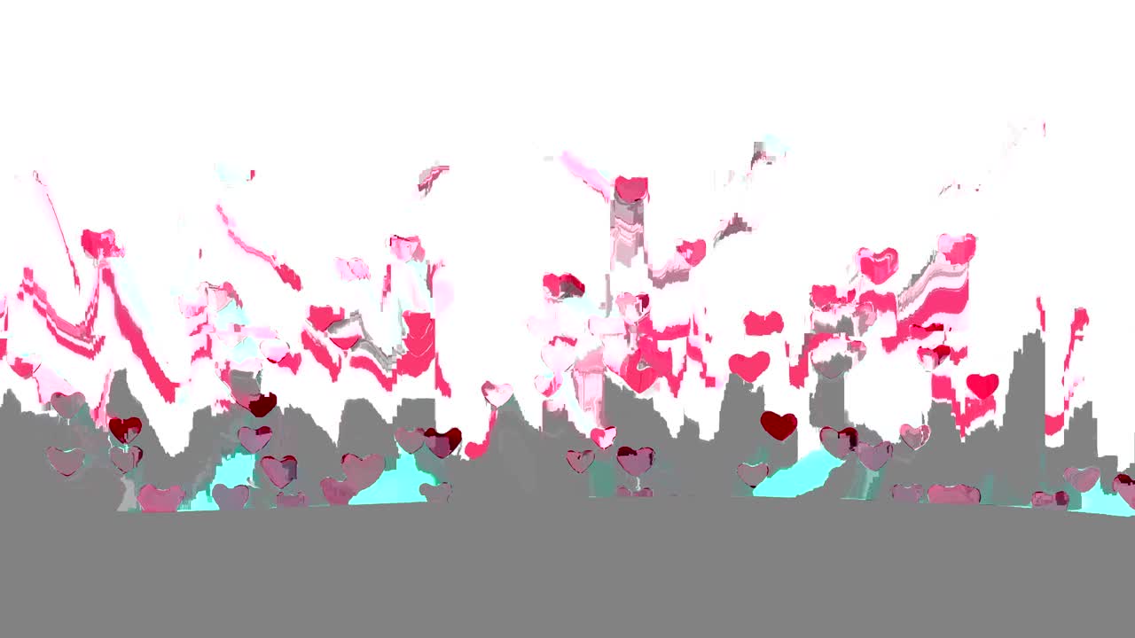 루프 크리에이티브 플라잉 하트 배경: 연결된 플로팅 하트