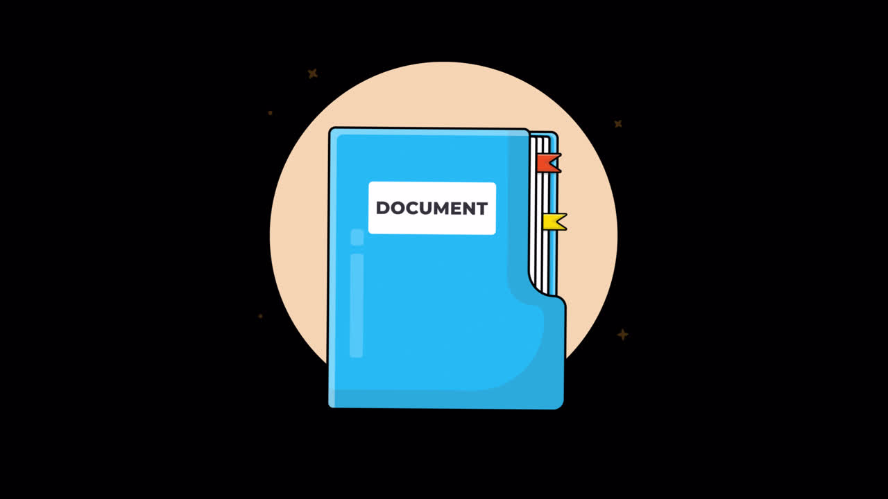 Animated Illustration of a Document Folder with Bookmarks