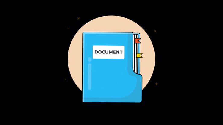 Animated Illustration of a Document Folder with Bookmarks