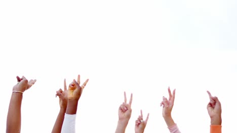hands making peace sign