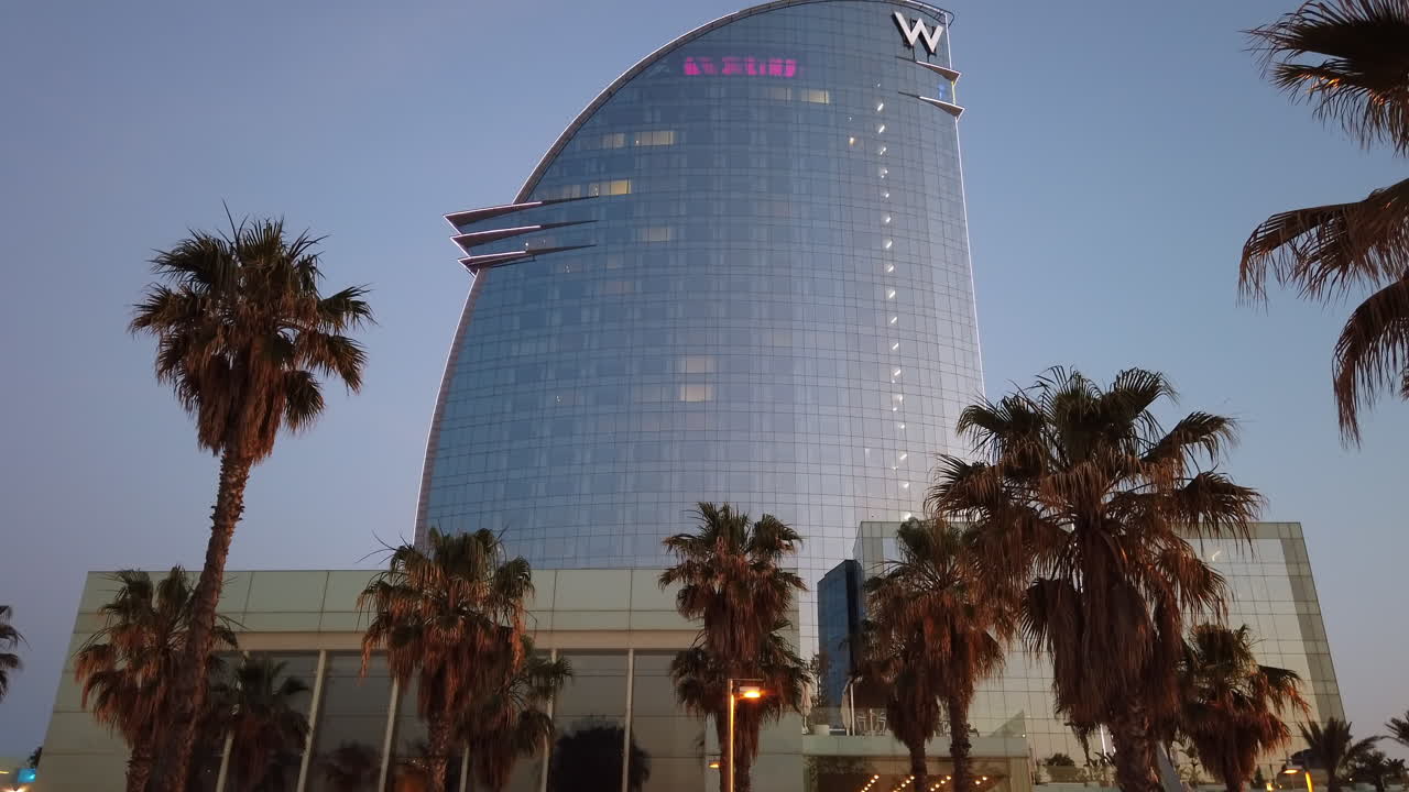 Street view of the W Barcelona Hotel in Spain