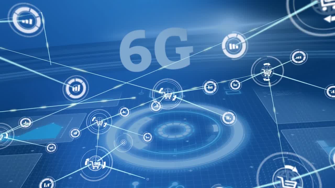 6g 텍스트를 통한 연결 네트워크의 애니메이션