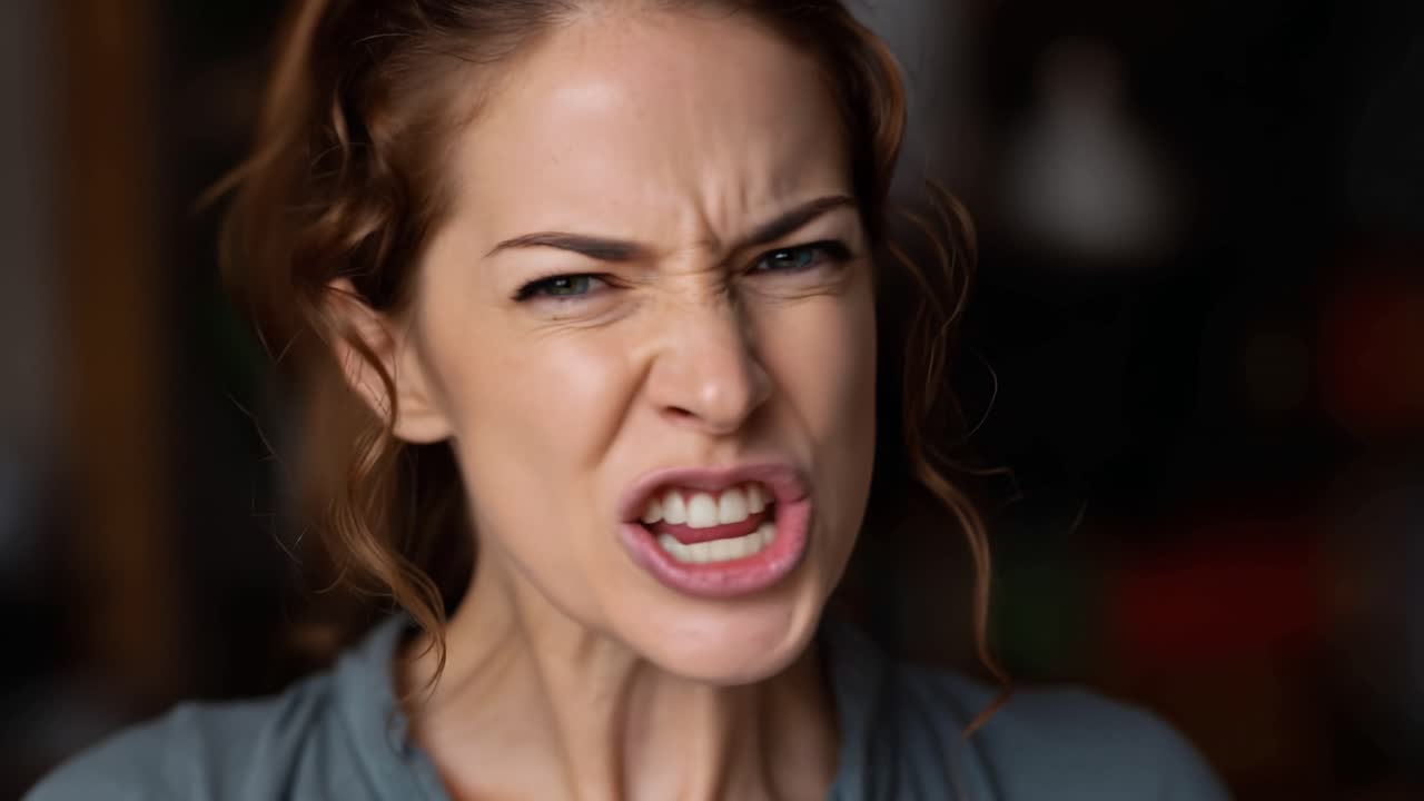 Intense Emotional Outburst: A Depiction of Anger and Frustration Captured in Two Compelling Frames - The Raw Power of Expression Revealed