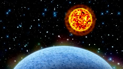 animación de la rotación del sol alrededor del planeta.