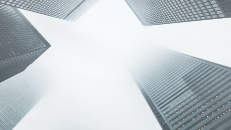 buildings on a cloudy day with fog while panning to the right