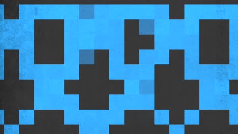 a pixelated blue and black pattern consisting of small squares on a black background. the intricate design is formed by varying shades of blue and black squares in a grid layout