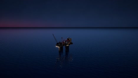 offshore oil and gas platform in the sea at beautiful night sky. jack up rig crude oil production in ocean