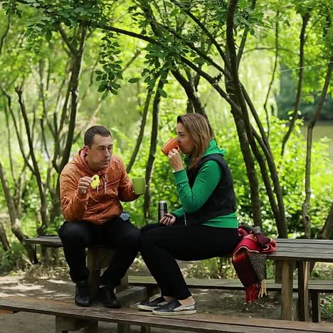 happy couple drinking tea