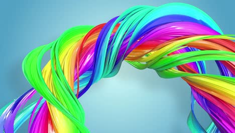 fantastic beautiful ribbons of rainbow color twisted and bent, colorful creative background with soft smooth animation of lines and color gradients in 4k.