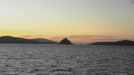 panoramic view of mountains and small islands in the gulf of nicoya, costa rica, during the sunset