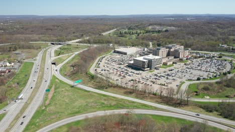 4k aerial drone footage of the garnet health medical hospital in hudson valley middletown new york