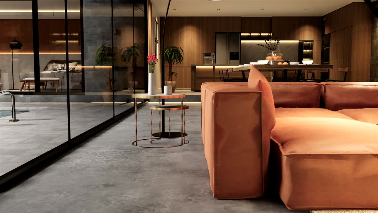 내부 빈 현대 로프트 오피스 오픈 스페이스 현대 오피스 영상.현대 오픈 콘셉트 로비 및 리셉션 영역 회의실 디자인. 3d 렌더링.