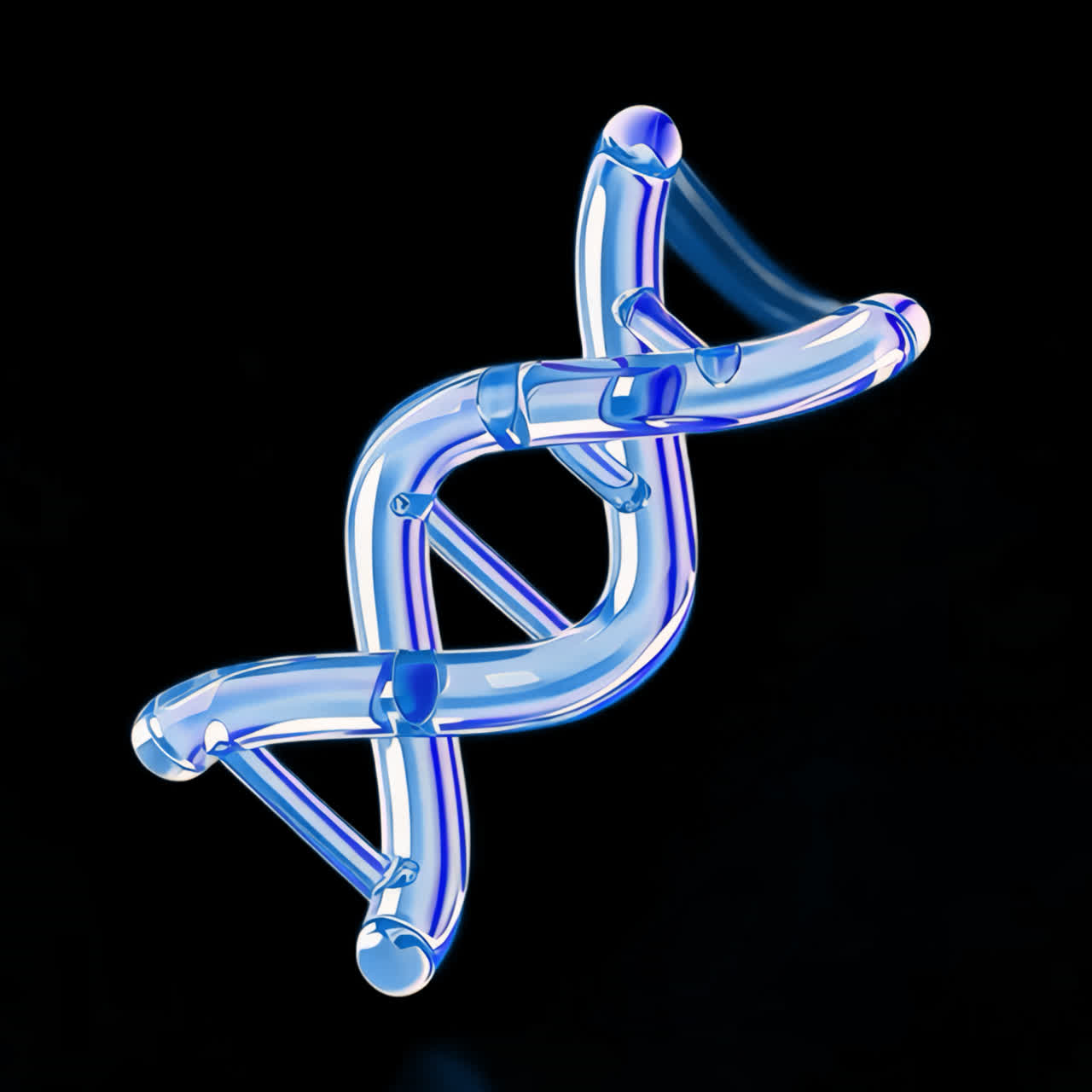 Futuristic blue DNA structure animation isolated asset, transparent 4K video, alpha channel, ProRes