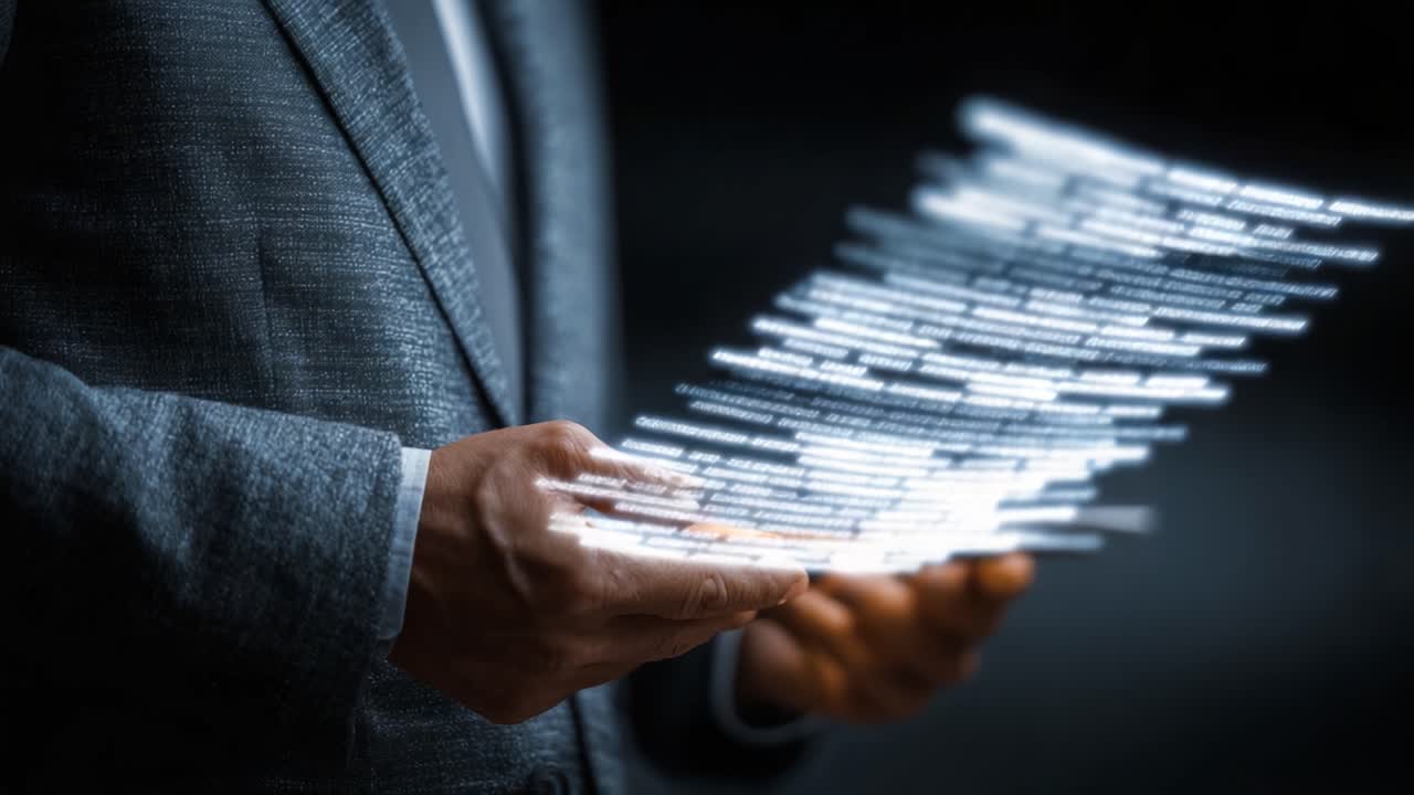 A Businessman Engaged in Digital Data Visualization, Mixing Modern Technology with Professional Presentation, Showcasing Innovative Ideas and Insights through Dynamic Displays