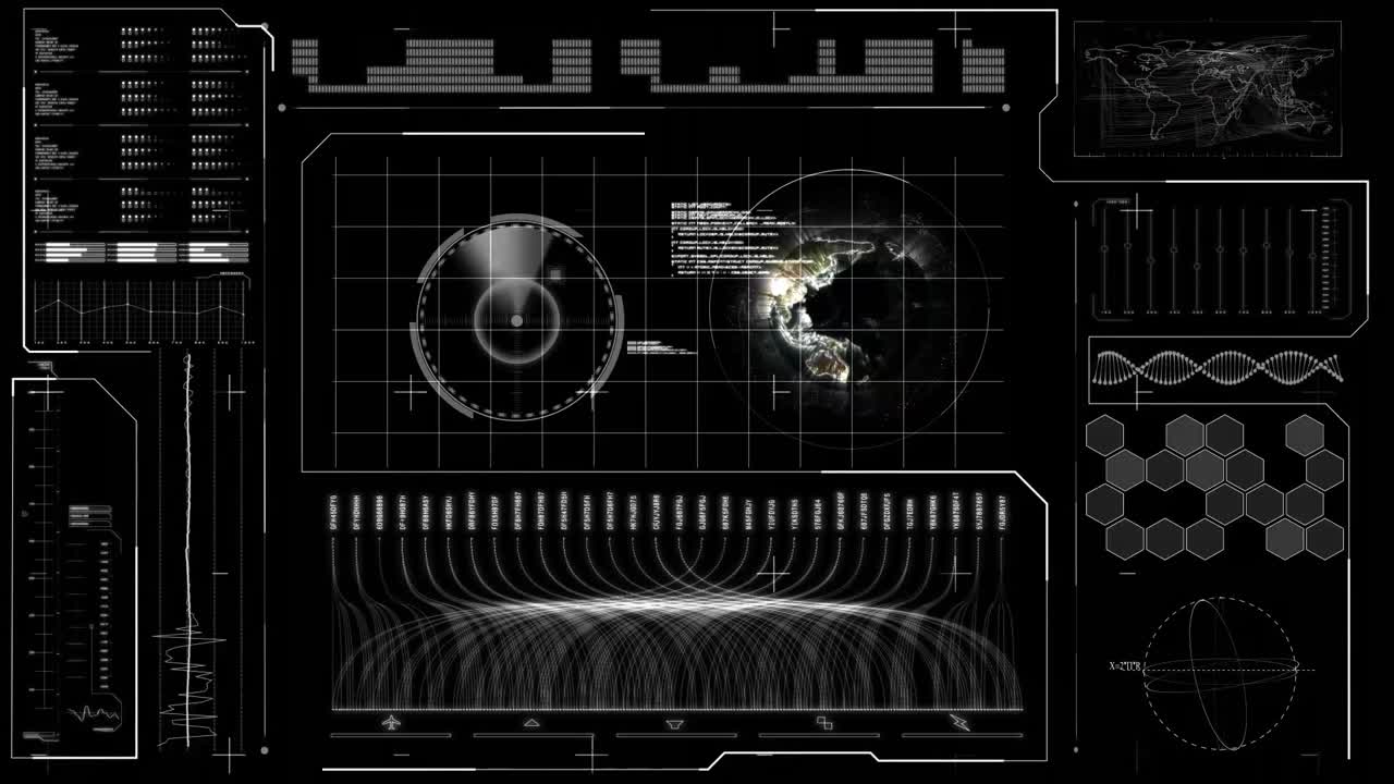 검은색 배경에 데이터 처리의 애니메이션