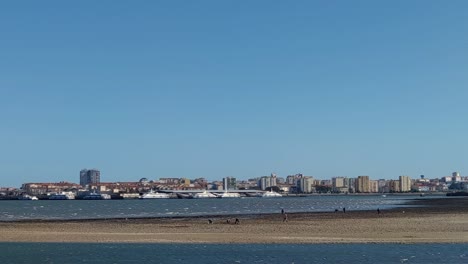 Lugareños-Pescando-Mejillones-En-La-Orilla-Durante-La-Marea-Baja-En-Portugal