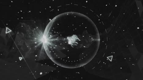 animation of abstract geometric shapes forming dynamic network in dark space