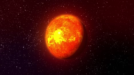 Animation-Eines-Orangefarbenen-Planeten-Im-Schwarzen-Raum