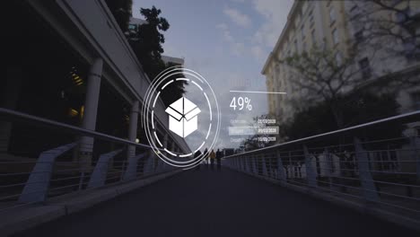 Animation-of-icons-with-data-processing-over-people-walking-on-street