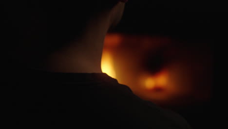 person watching a fire