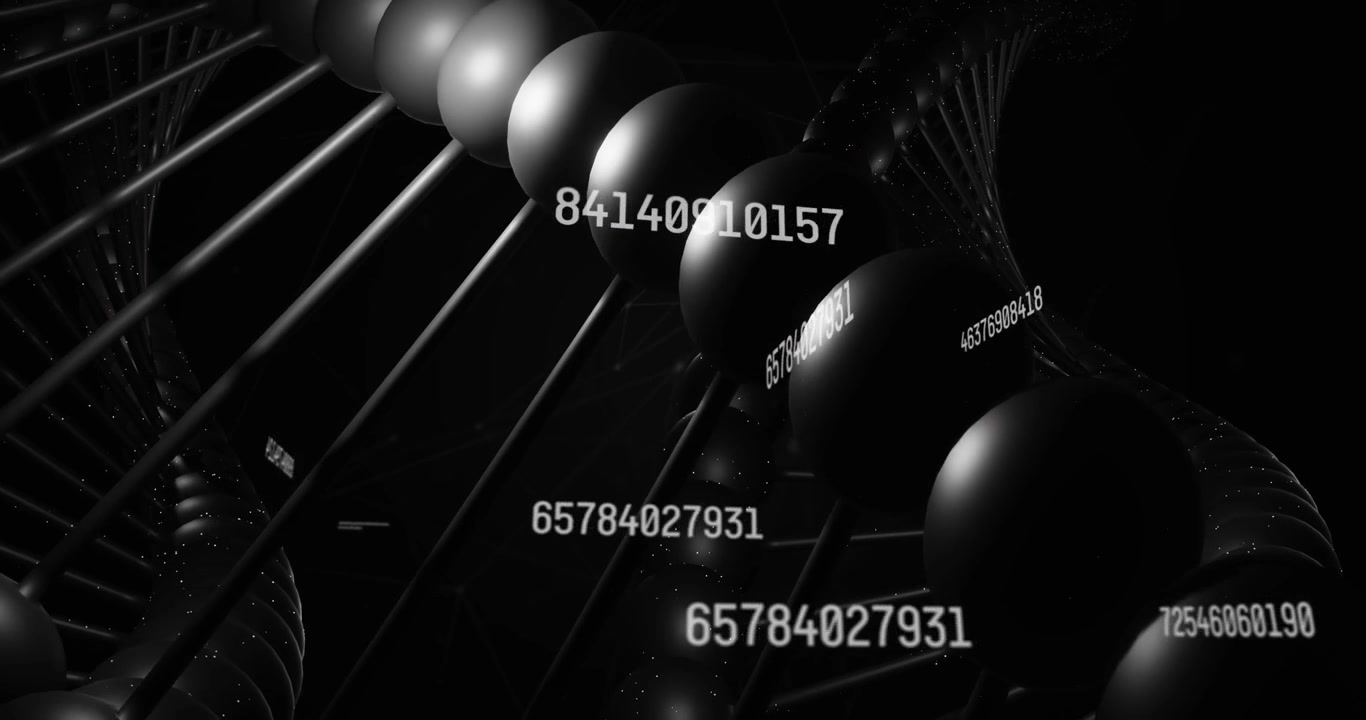 Video verticale: Telecamera che si muove lungo un'elica rotante causando sovrapposizioni numeriche che mostrano dati per la tecnologia.