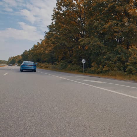 audi suv rushing on highway. audi e-tron in motion on highway