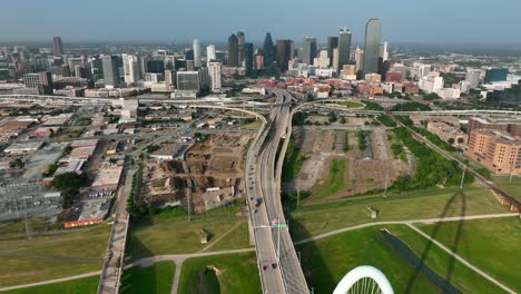 wide aerial view of dallas texas skyline