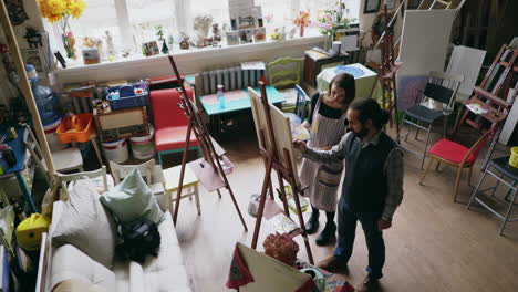 art class in a painting studio