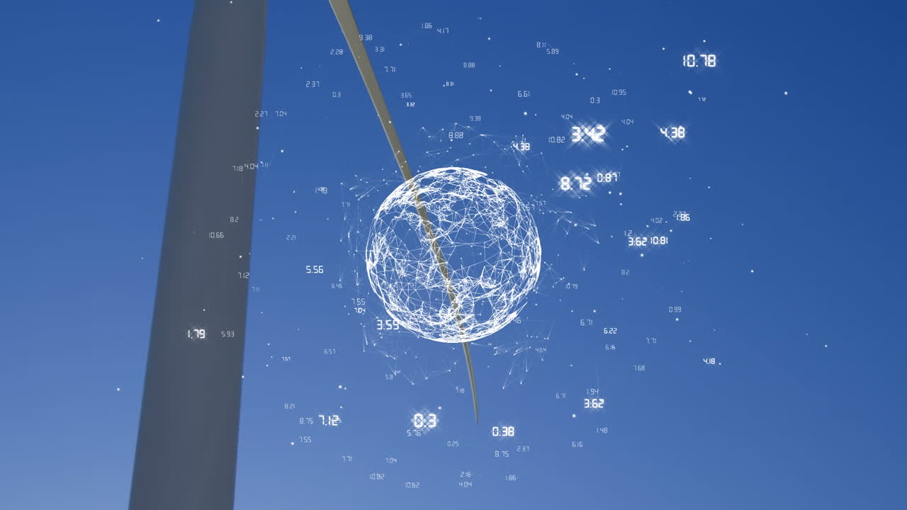 анимация глобуса и обработка данных через ветровую турбину