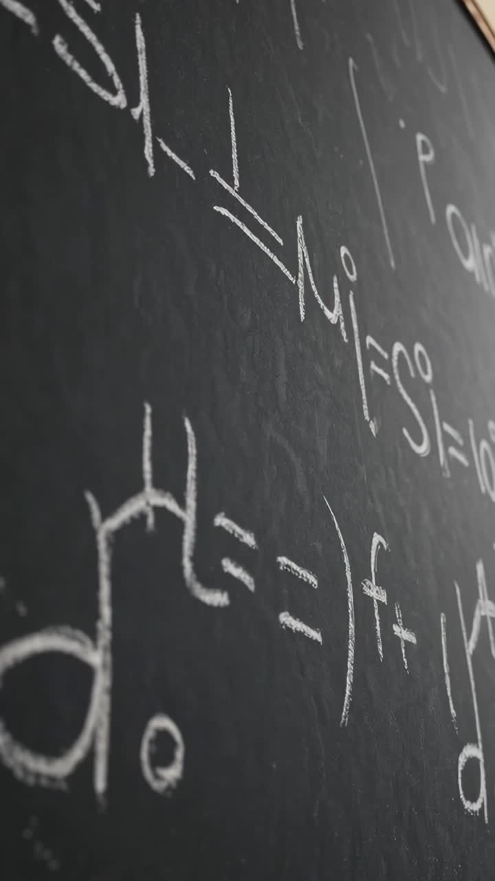 Equations written on a chalkboard