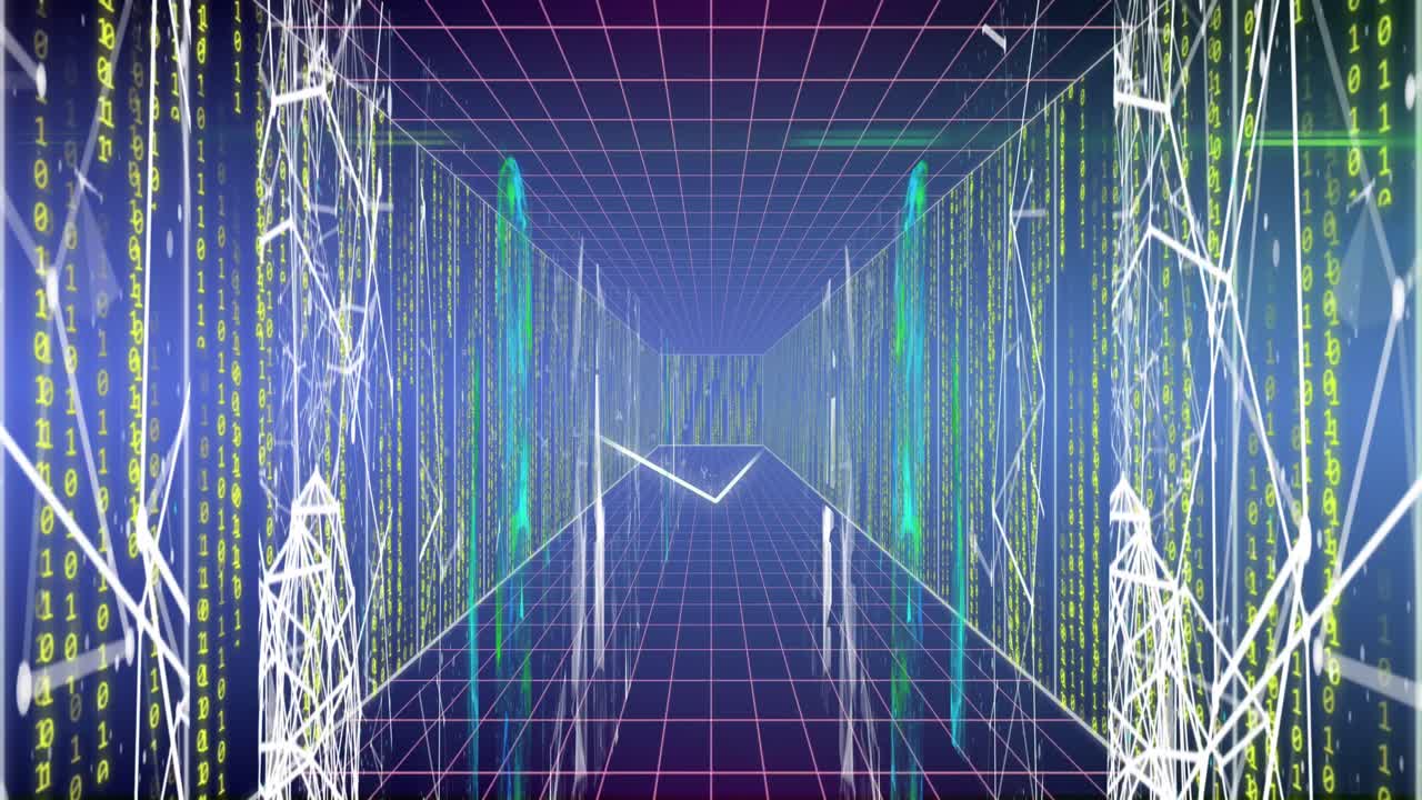 바이너리 코딩의 애니메이션과 연결 네트워크를 통한 데이터 처리