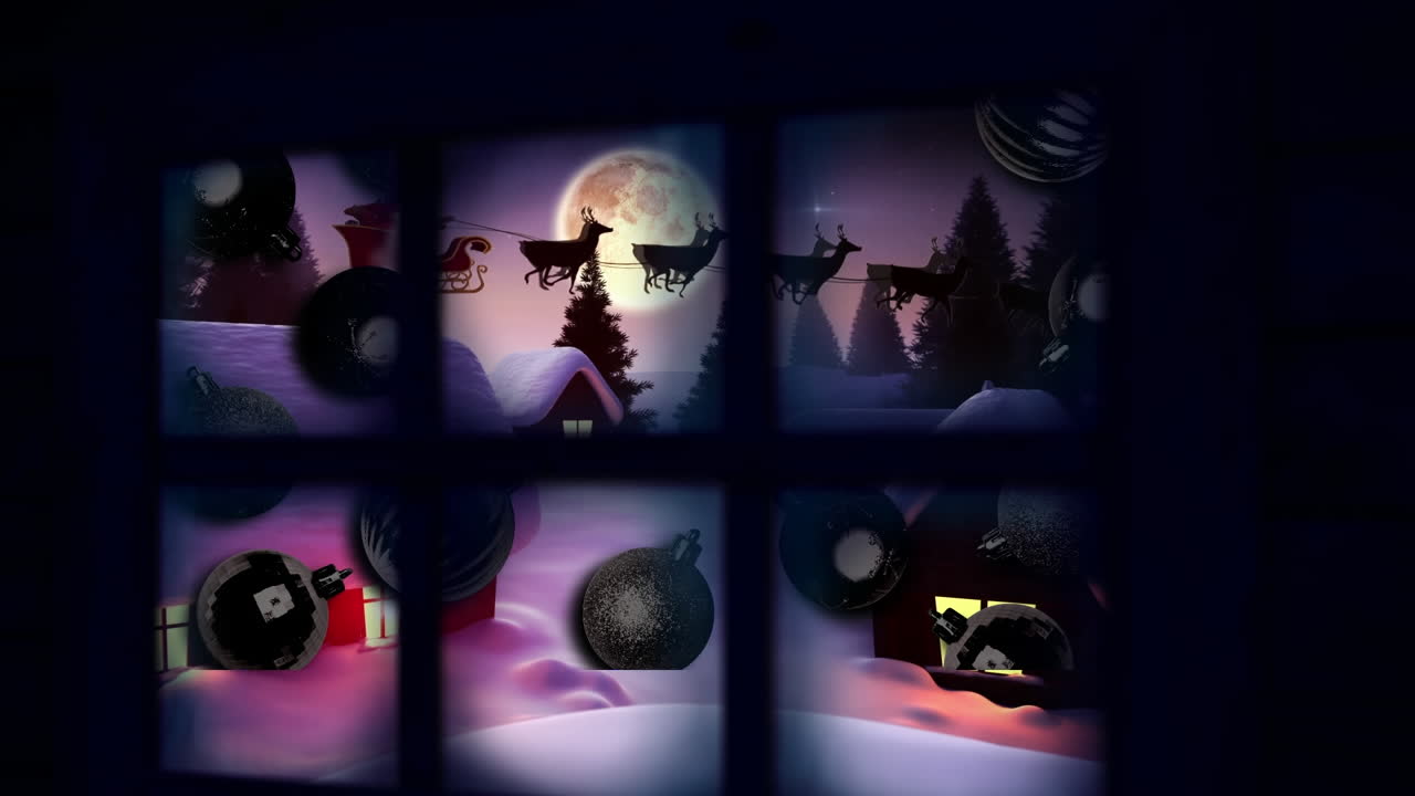 크리스마스 겨울 풍경 을 통해 볼 수 있는 산타클로스 의 애니메이션