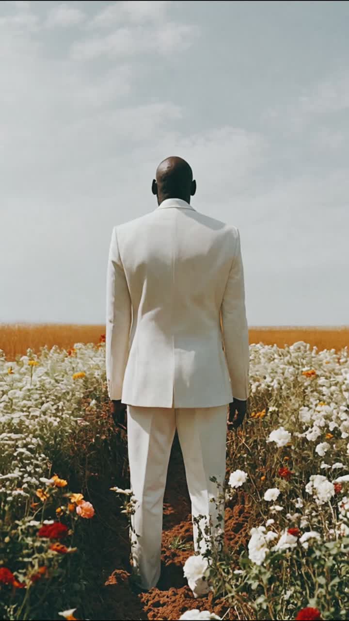 꽃의 에서 색 의상을 입은 남자